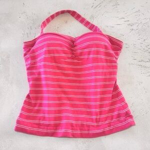Energie Y2K Pink Striped Halter Top